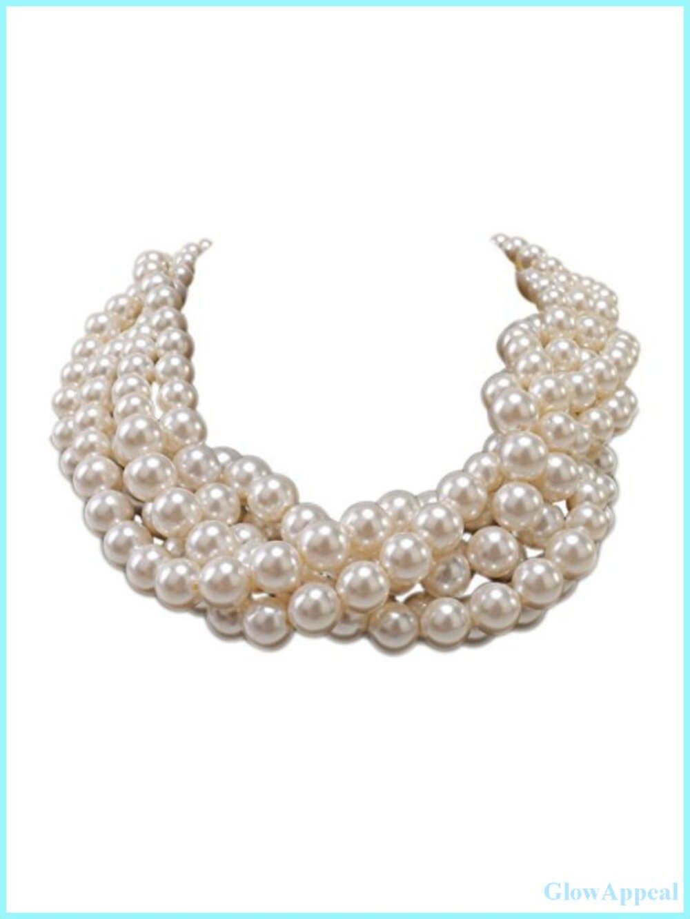 Simulated Pearl Bead Cluster Chunky Bib Statement Choker Necklace